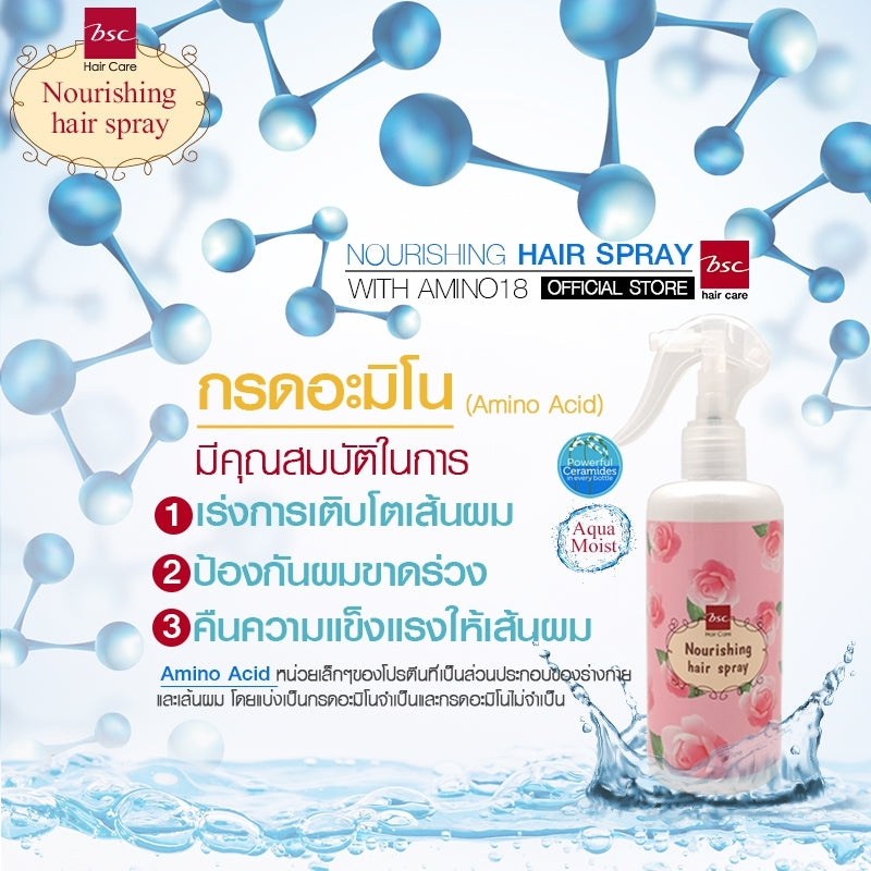 Bsc hair care NOURISHING HAIR SPRAY 300 ml สเปรย์กันร้อน ปรับสภาพเส้นผม บำรุงผมแตกปลาย