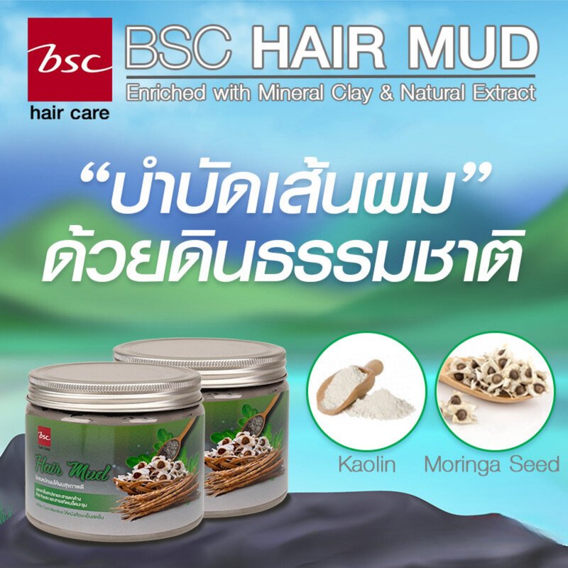 BSC hair care Hair Mud 400 กรัม โคลนหมักผมสำหรับล้างสารเคมี ดีท็อกซ์และบำรุงในขั้นตอนเดียว